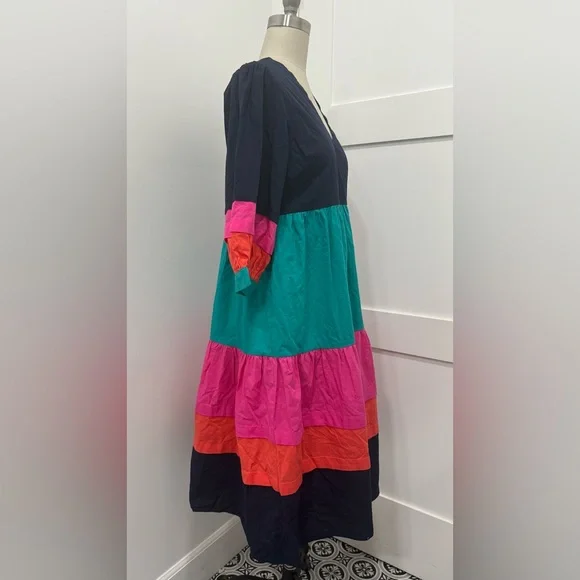 Aura Colorblock Tiered Women's Maxi Dress Size XS Resortwear Boho - Picture 2 of 12